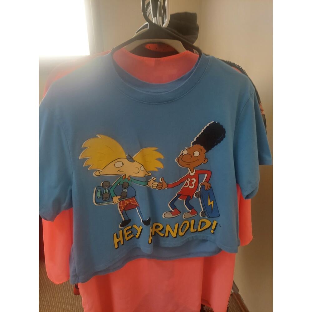 LICENSED Nickelodeon Hey Arnold! Graphic Crop Top SIZE L (Juniors) LIKE NEW